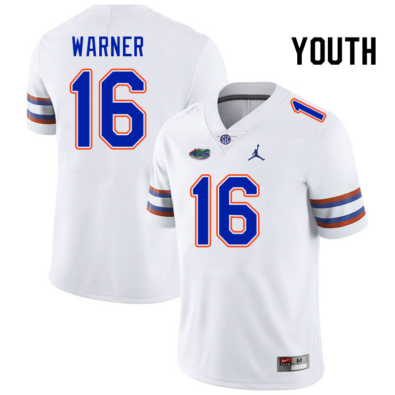 Youth #16 Aidan Warner Florida Gators College Football Jerseys Stitched-White